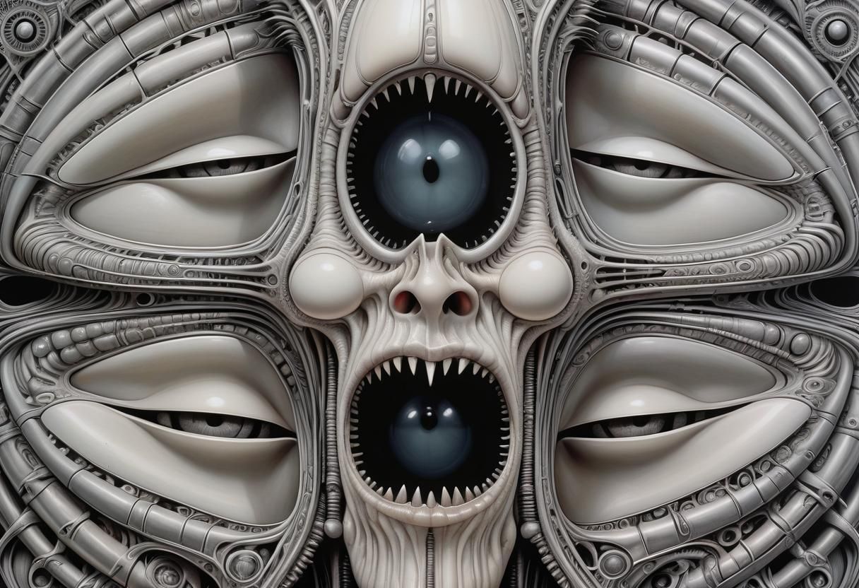Psychedelic Biomechanical Art in Photorealistic Style