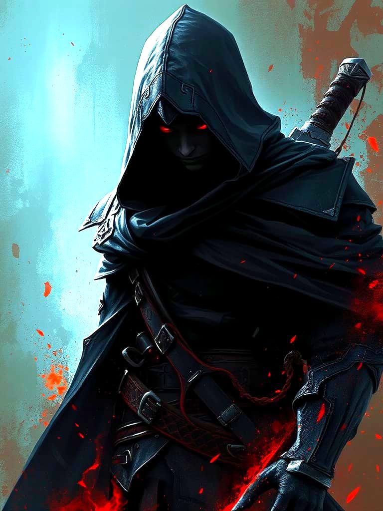 Sinister Assassin Warrior with Red Eyes