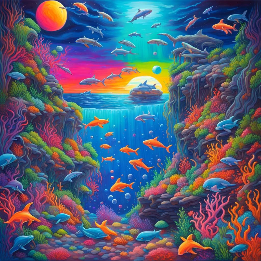 Lisa Frank-Inspired Ocean Scene