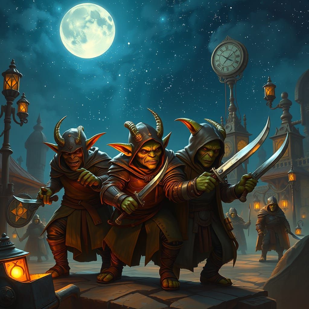Goblin Rogues Party in Steampunk Waterdeep