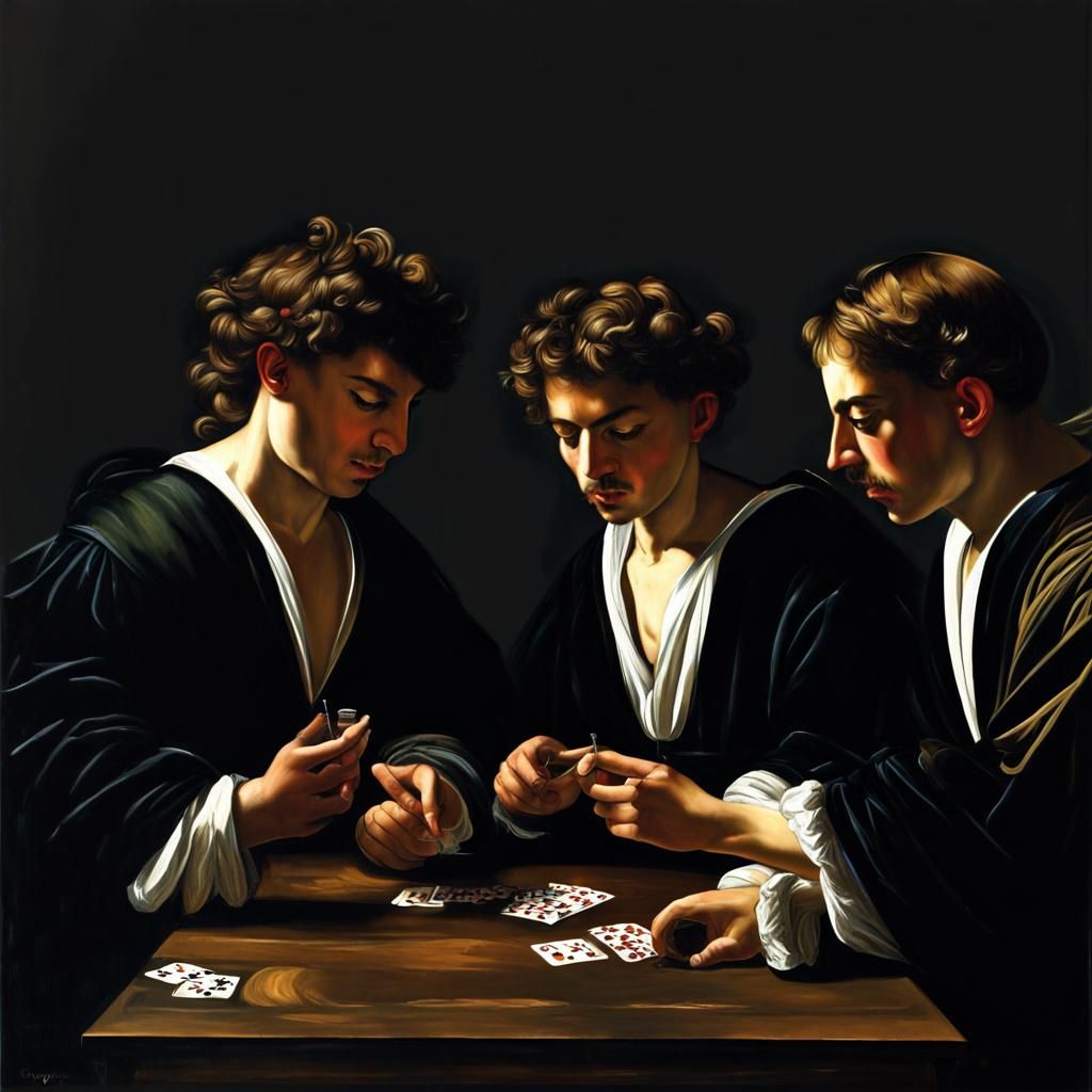 Three card players by Caravaggio