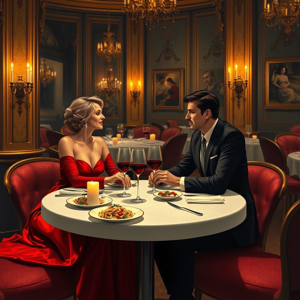 Elegant Evening Scene in an Upscale Restaurant
