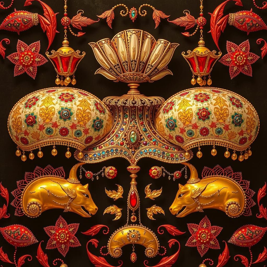 Luxurious Leather Mosaic in Triadic Hues