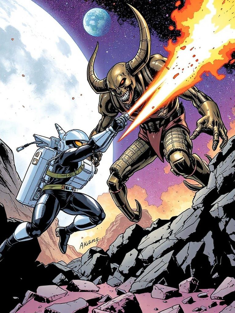 Astronaut Battles Cosmic Space Golem in Epic Comic Book Art