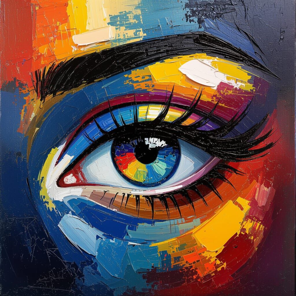 Abstract Eye in Expressive Palette Knife Style
