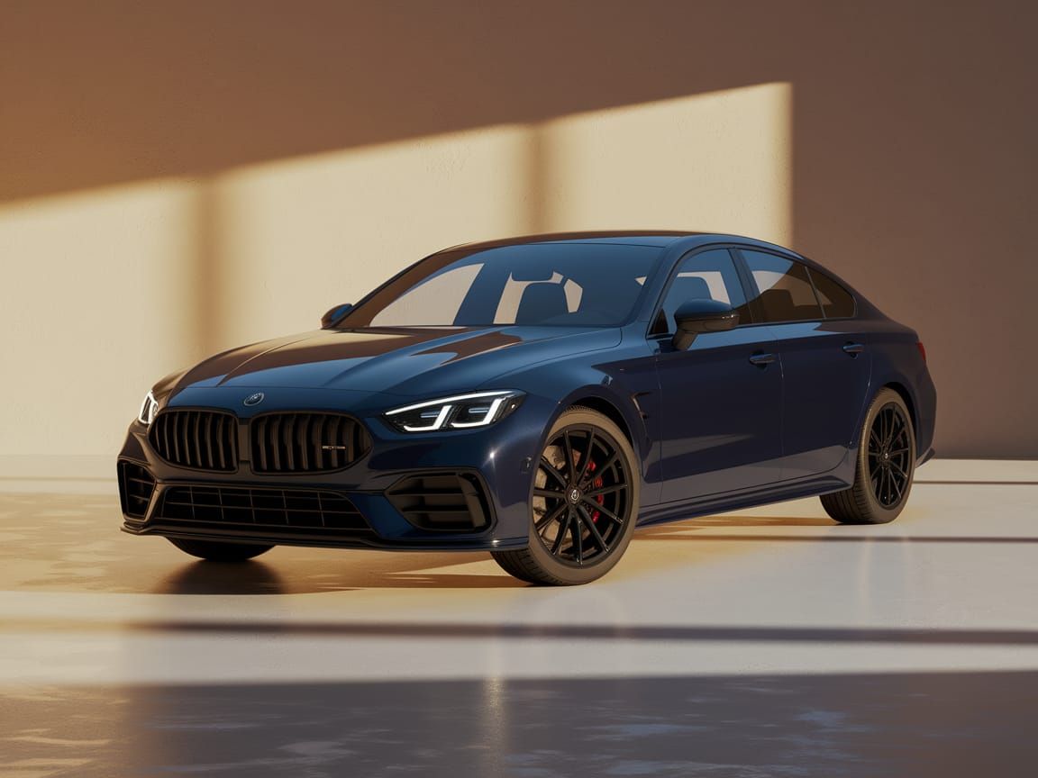 Modern German Mid-Size Sedan Showcased in a Luxurious Studio...