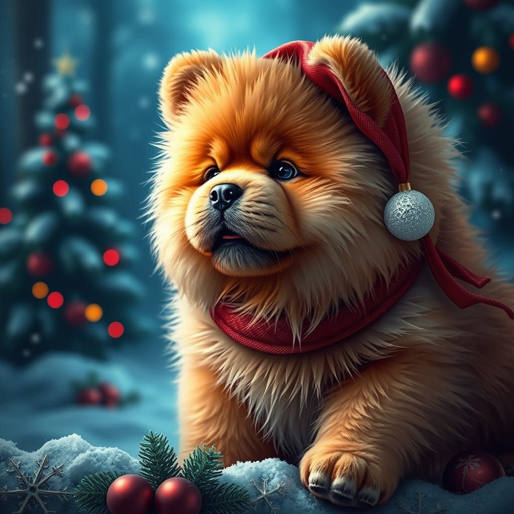 Fantastical Christmas Chow Chow in Vibrant Holiday Details