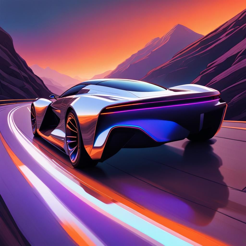 Sleek Supercar Concept Art in a Sci-Fi Style