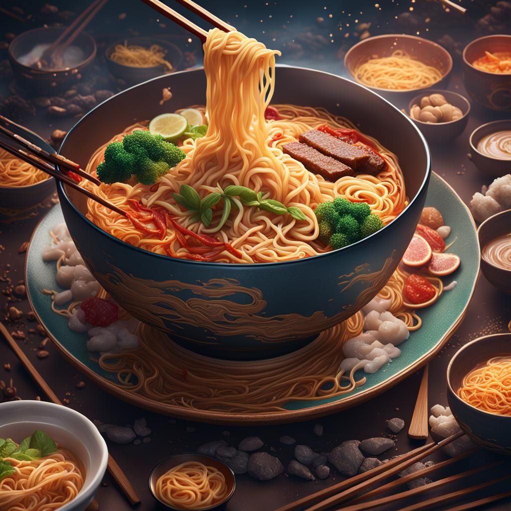 Aesthetic Ramen: Detailed Matte Painting in Deep Color