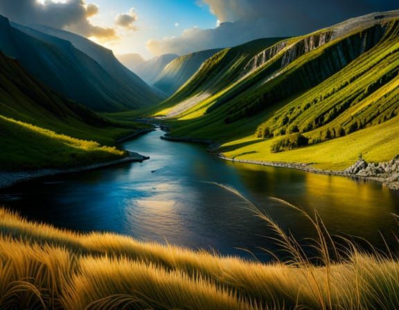 Contrasting Seasons in Hyperrealistic Fantasy Landscape