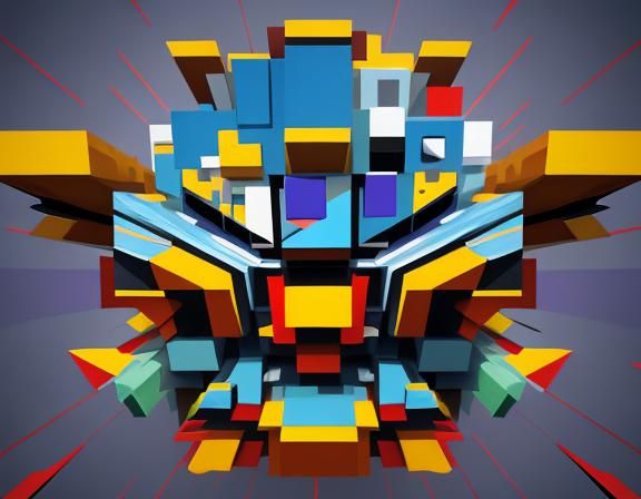 robot doodle art surreal cubism mural