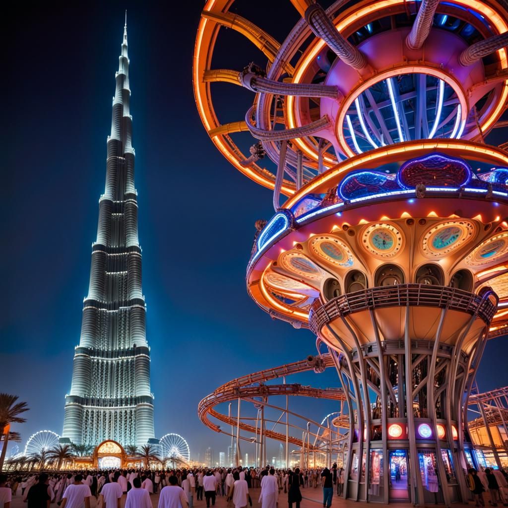 Burj Khalifa Rollercoaster in Futuristic Theme Park
