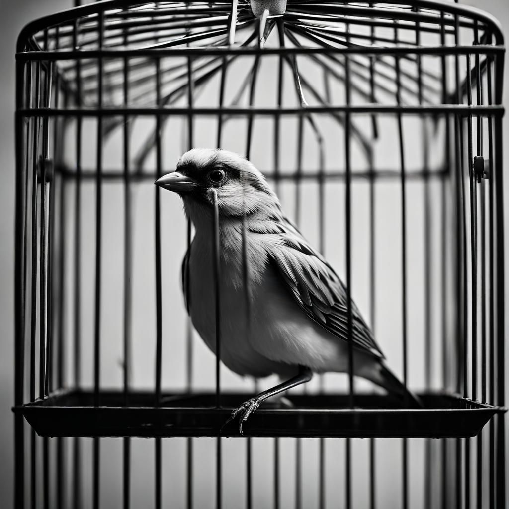 Modern Square Bird Cage Icon in Black and White