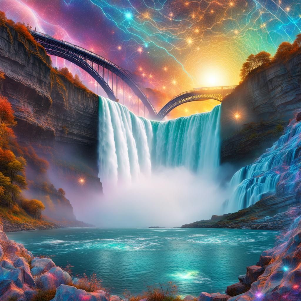 Niagara Falls: Cosmic Holographic Astral Illustration