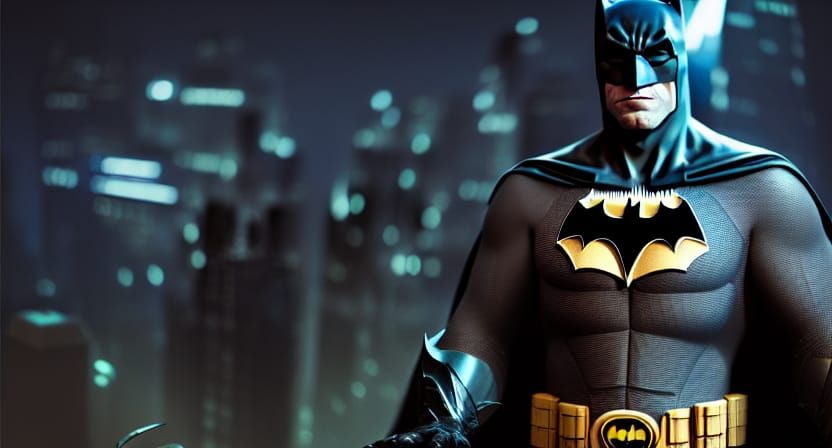 Batman Watching Over Gotham: 3D Digital Art