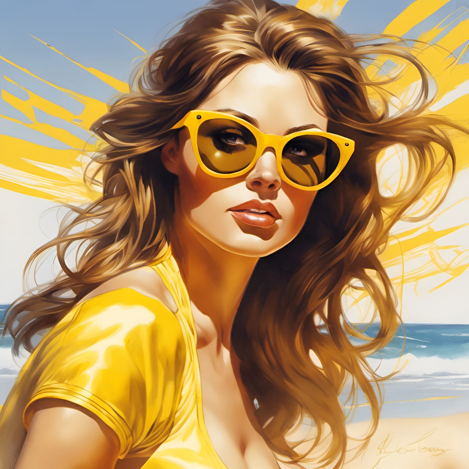 Princess Belle at the Beach in Art Nouveau Style