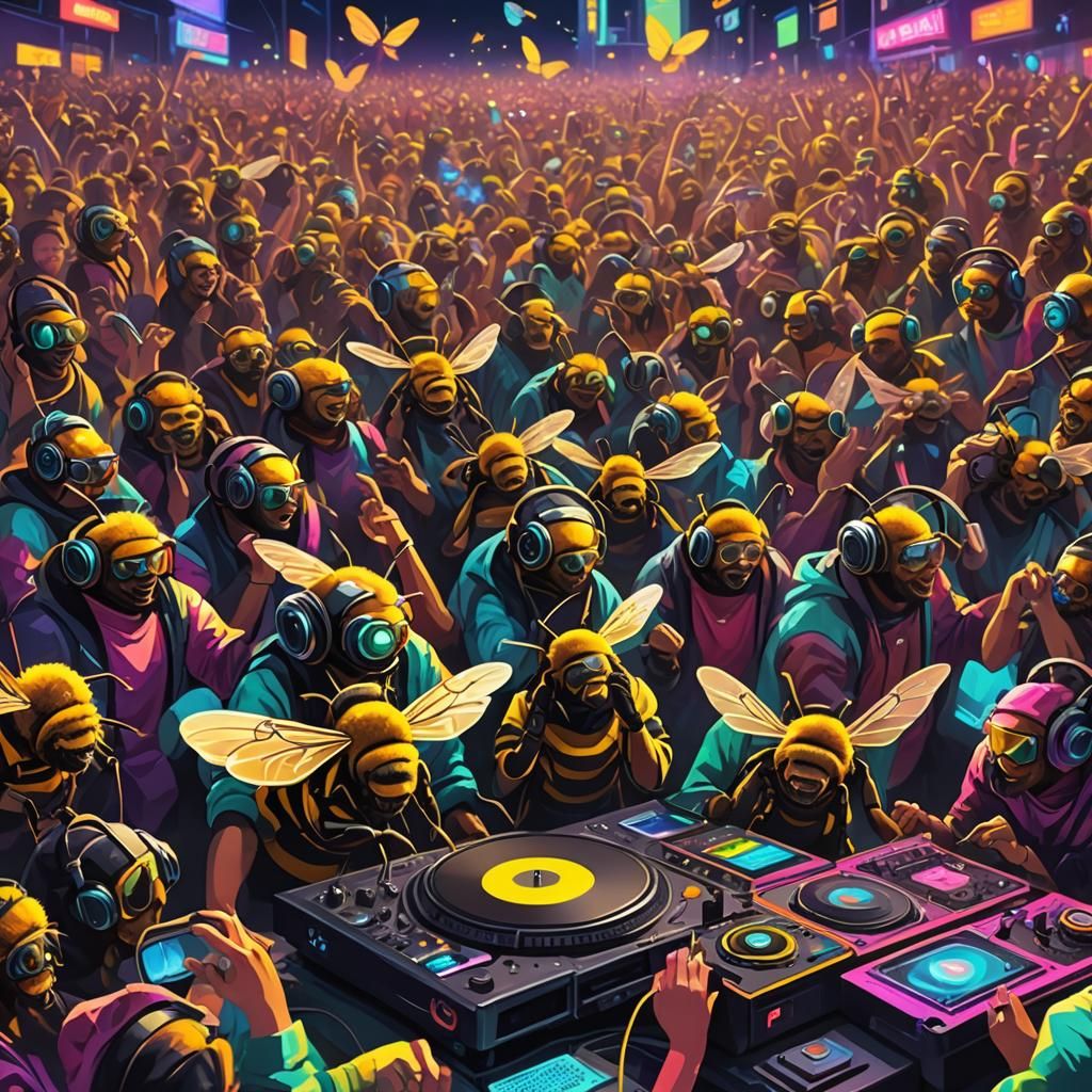 Bees Host an Electrifying Concert in Digital Art