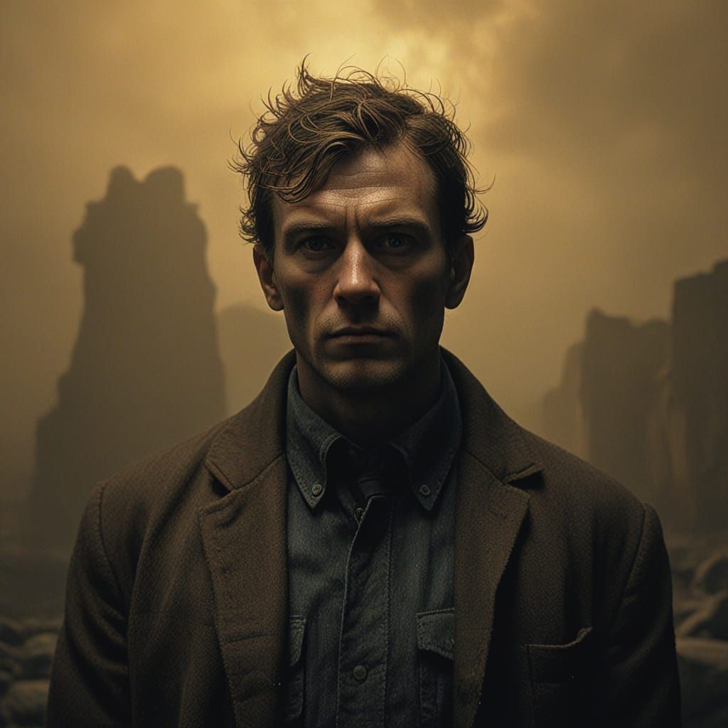 Mysterious Figure in Moody Film Noir Style