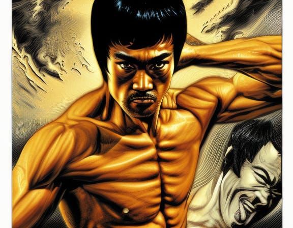 Bruce Lee in Comic Book Art Style
