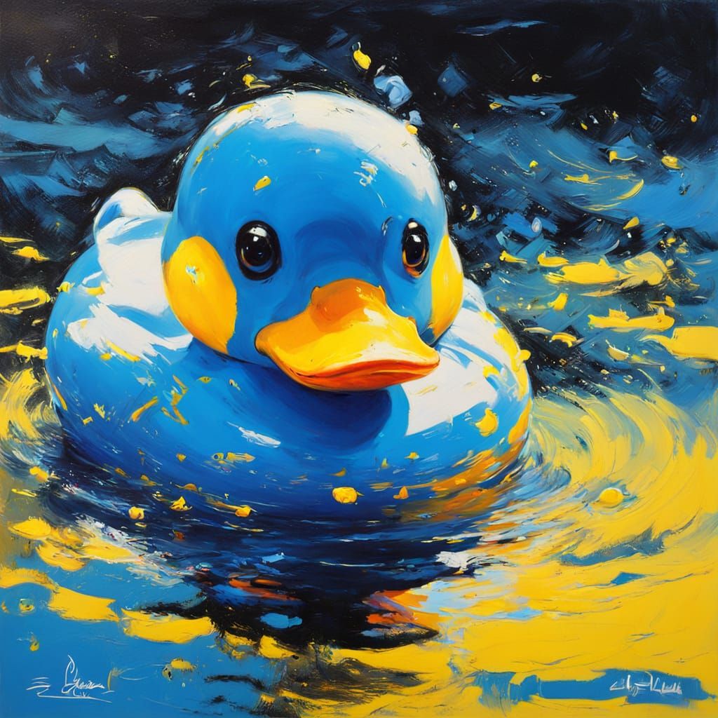 Vibrant Rubber Duck Soars in Neon-Infused Ocean