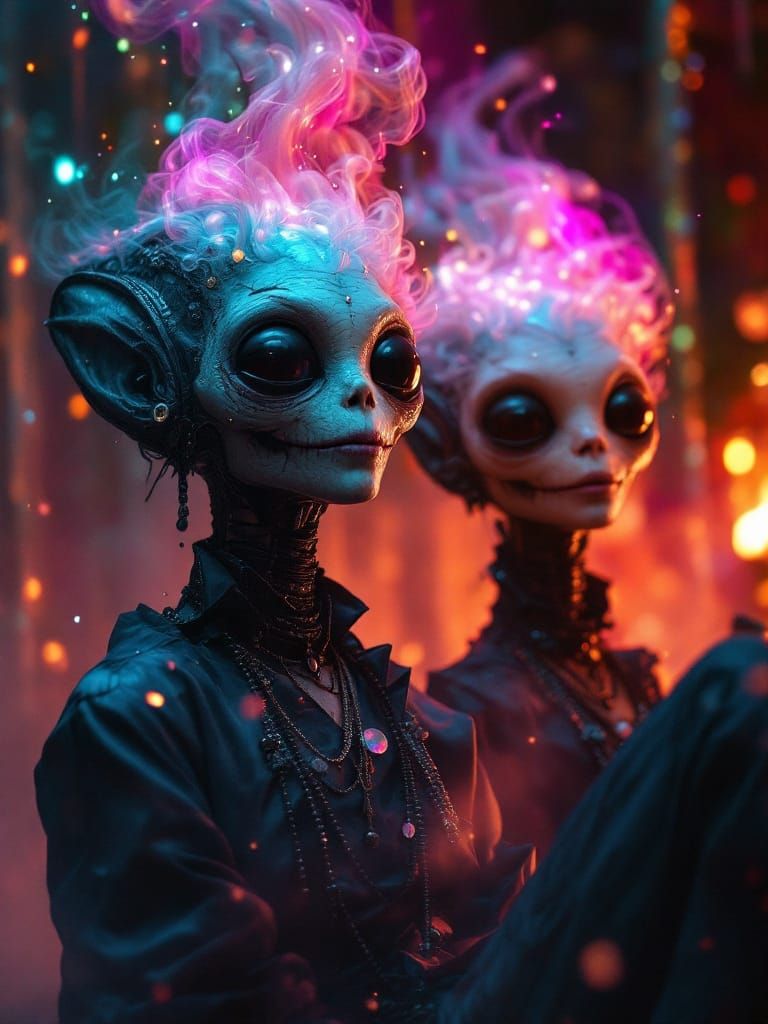Aliens Host a Bizarre Party in Photorealistic Style