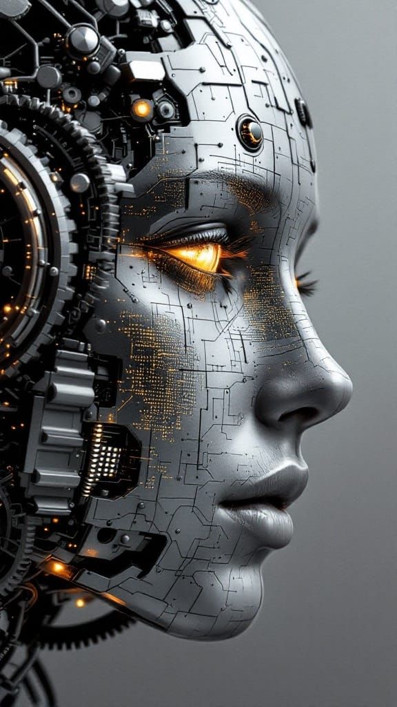 Abstract Mechanized Face Sculpture in Molten Metal