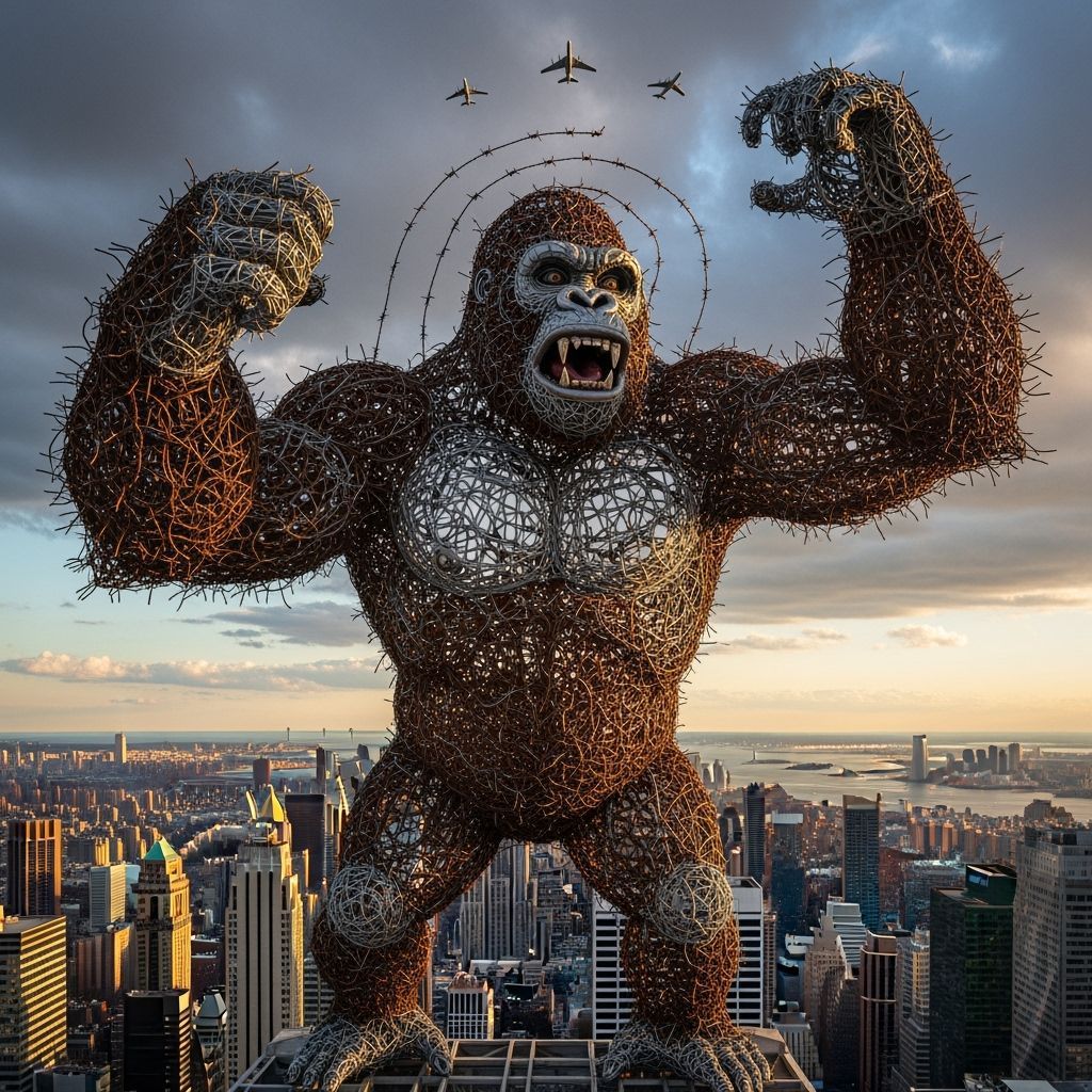 Barbed Wire King Kong Sculpture on Empire State Building