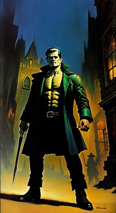 Frankenstein's Monster in Comic Book Style
