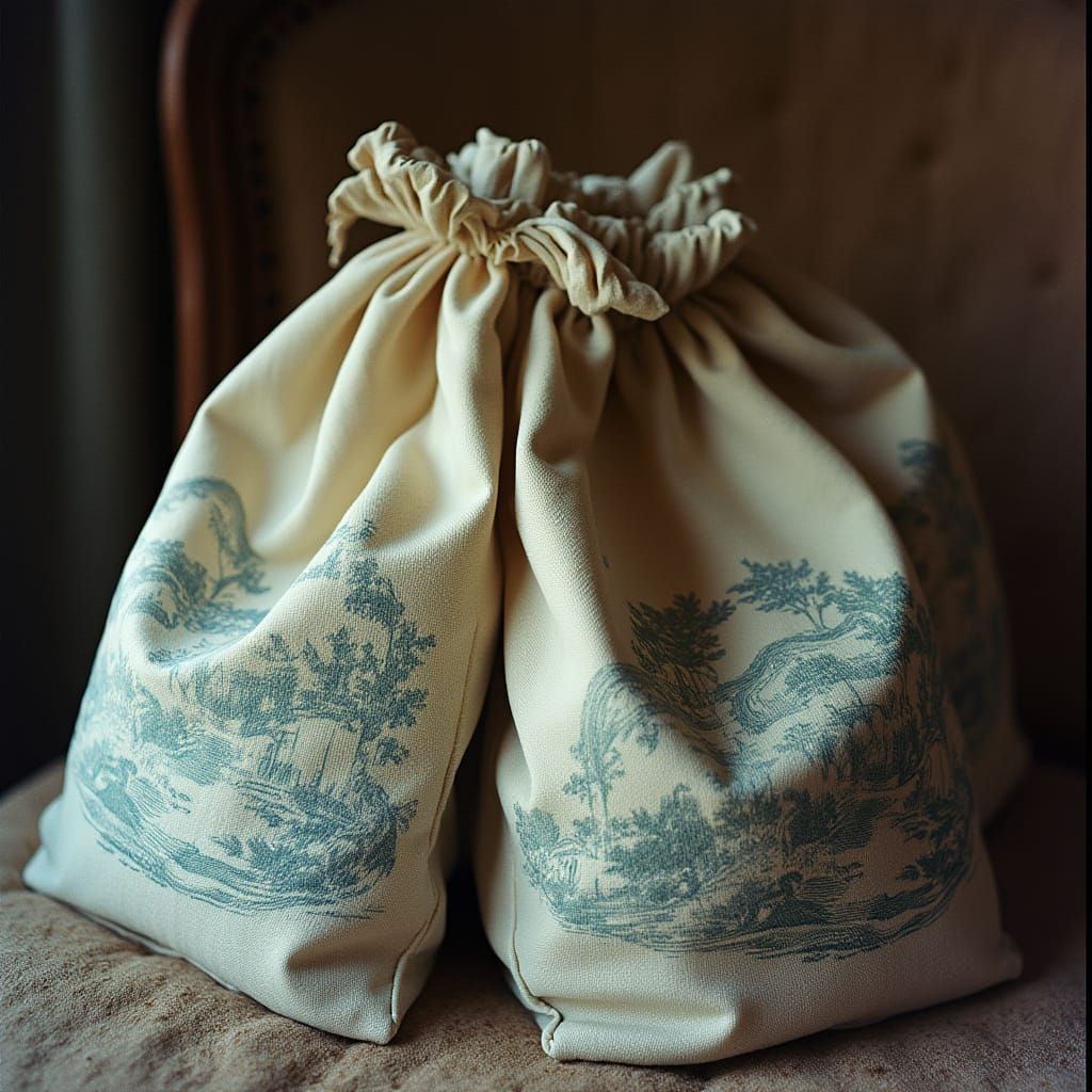 Elegant Provençal Fabric Bags with Toile de Jouy Patterns