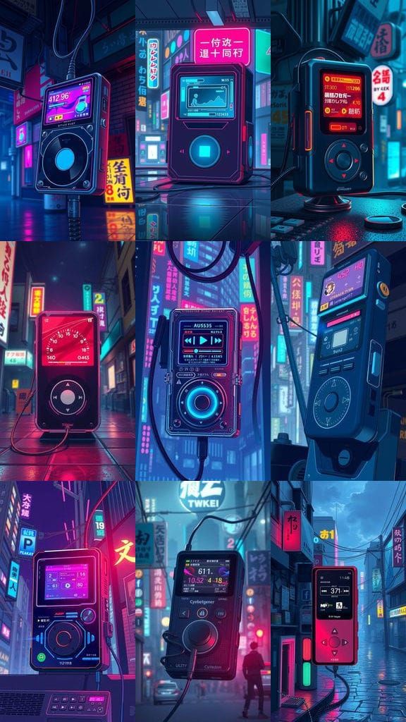 Cyberpunk MP3 Player in Anime Style