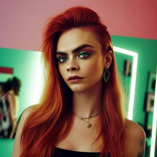 Cara Delevingne Mirror Selfie in Pop Art Style