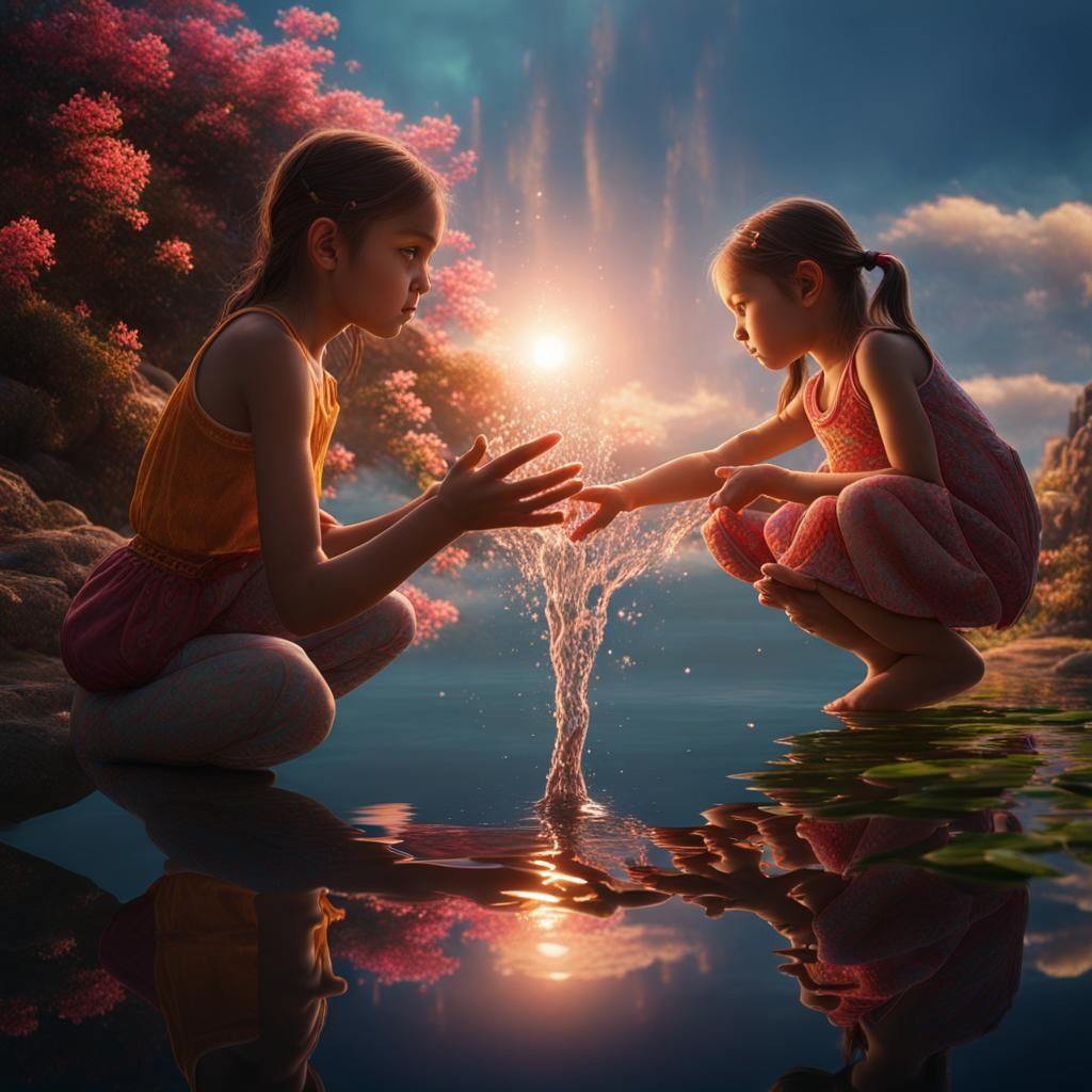 Young waterbender siblings training