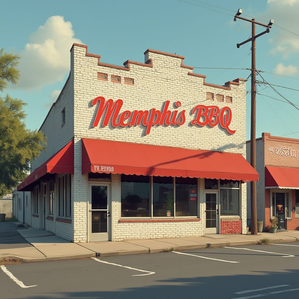 Memphis BBQ Joint in Edward Hopper Style