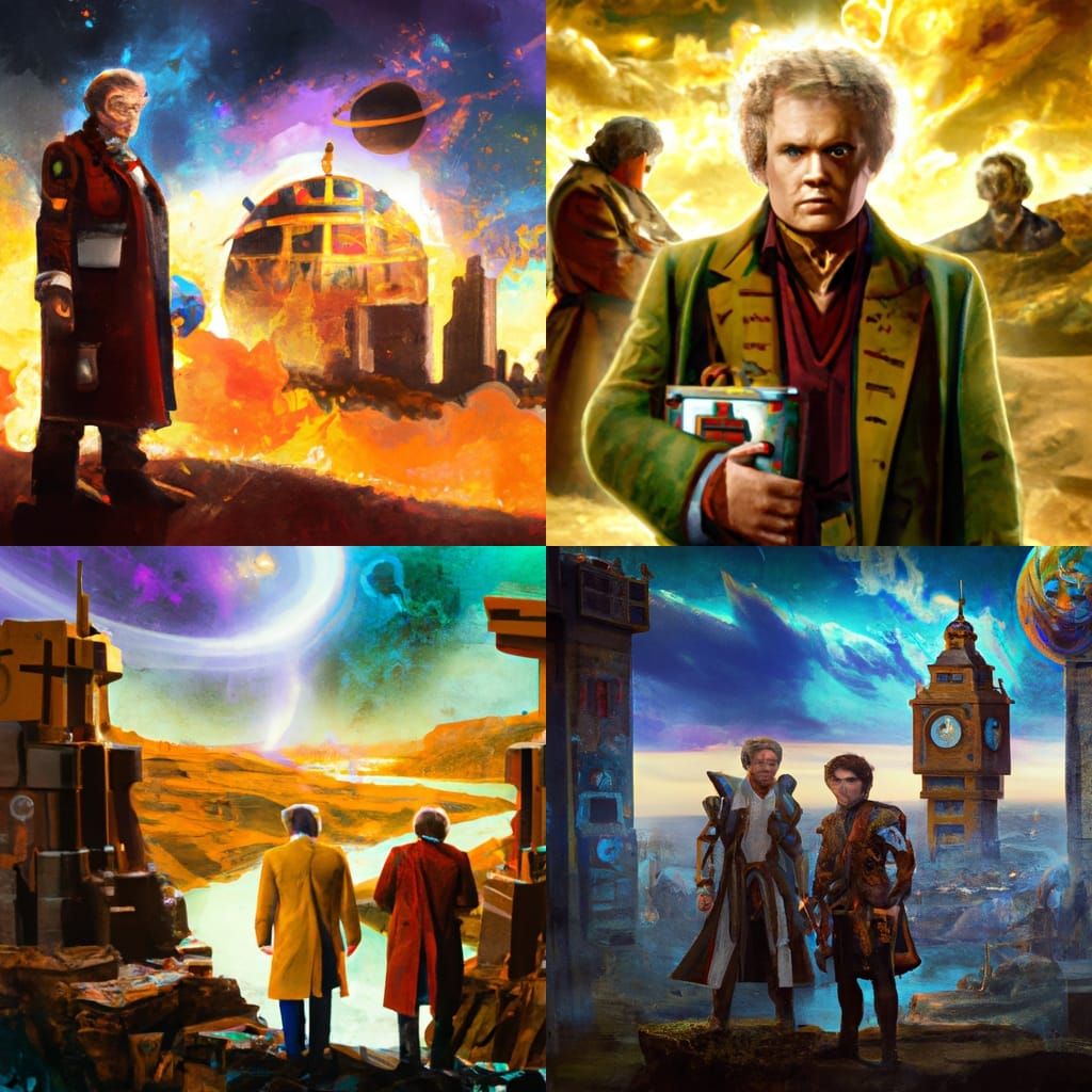 The Sixth Doctor, Peri, Romulus and Remus in Detailed Painti...