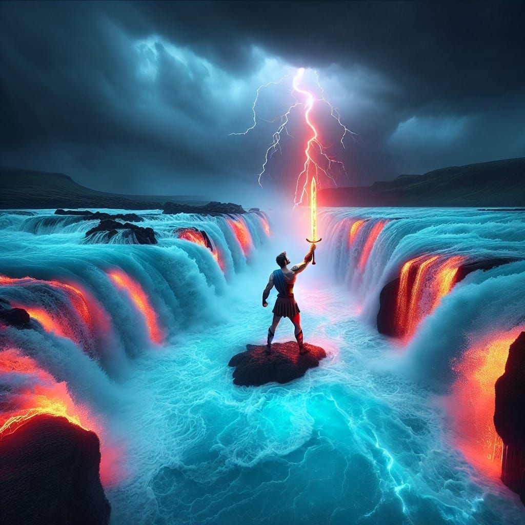 Hercules and Fiery Sword in Stormy Waters