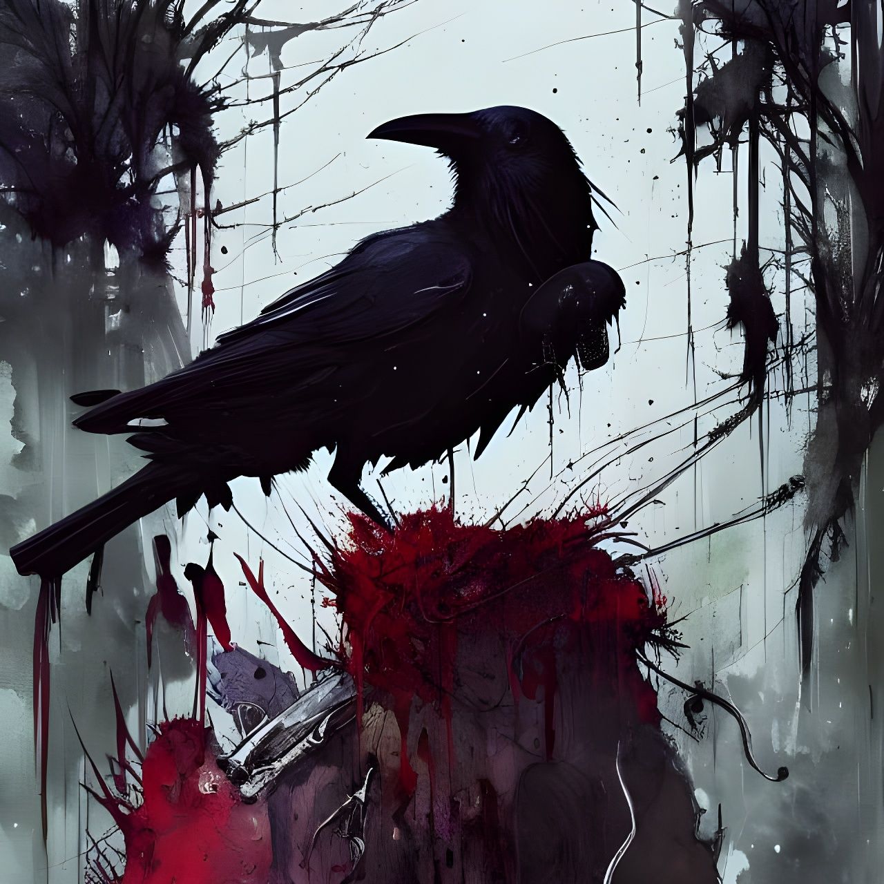 Terrifying Raven Speedpaint in Horror Style
