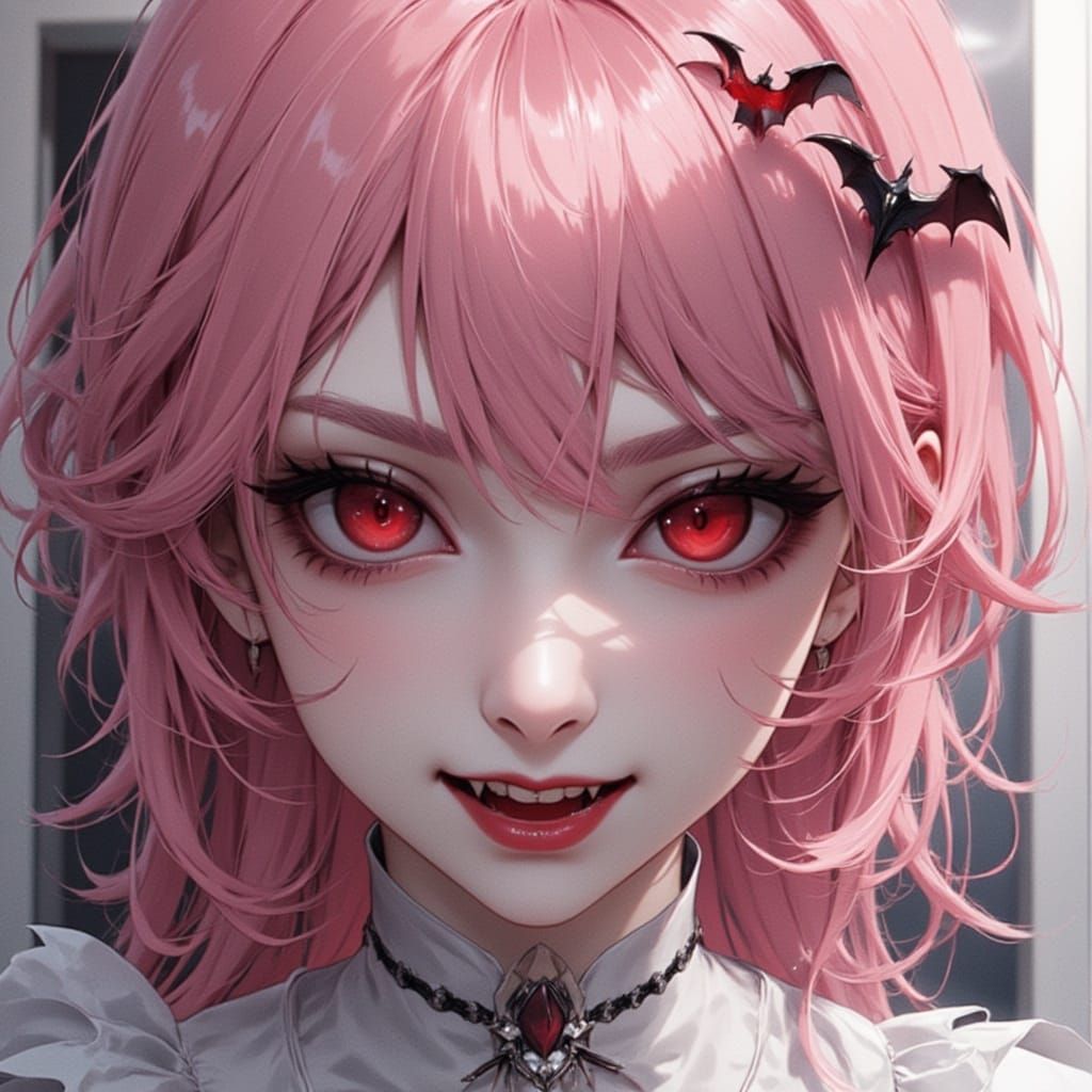 Ethereal Vampire Amidst Neon Dreams