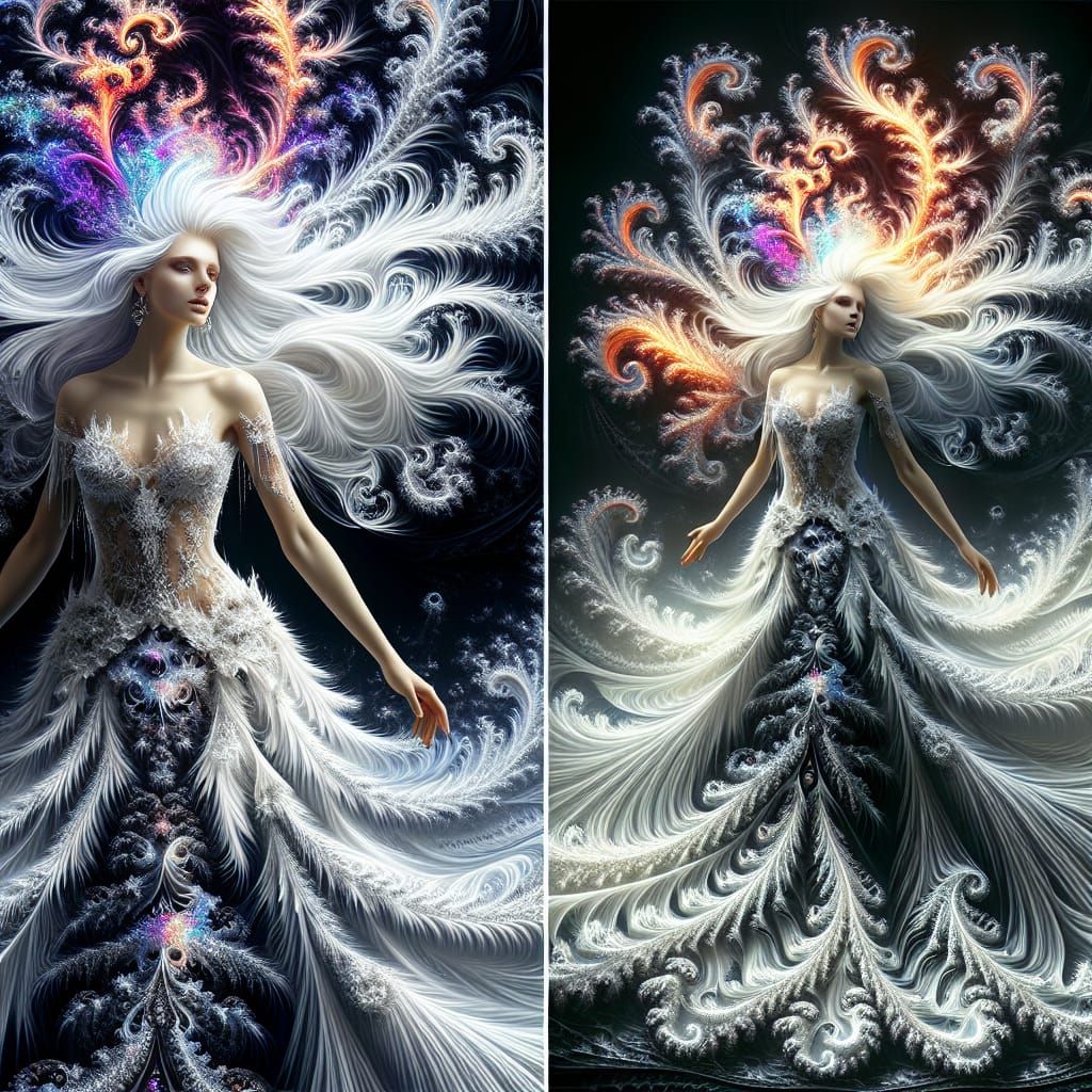 Iridescent Fractal Portrait of a Luminous Lady