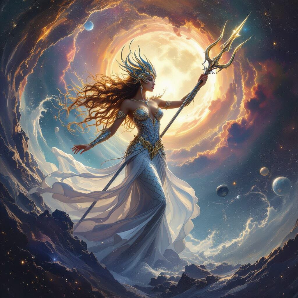 Cosmic Siren Emerging from Nebula Vortex