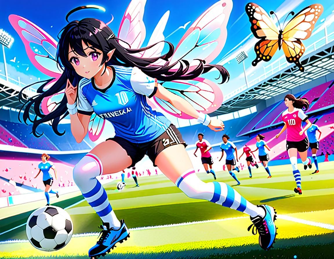 Magical Fairy Plays Soccer in Anime Style