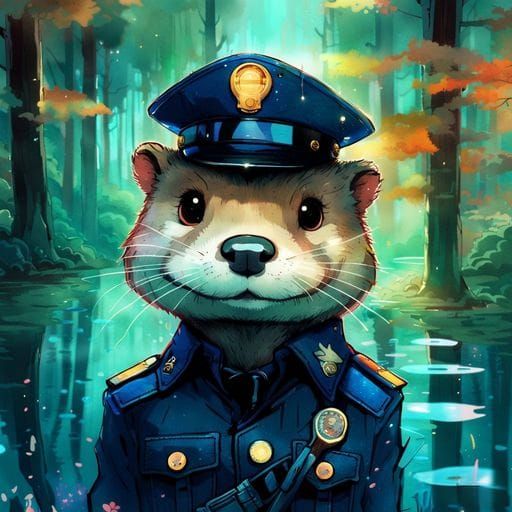 An Otter in Police Uniform: AI Art