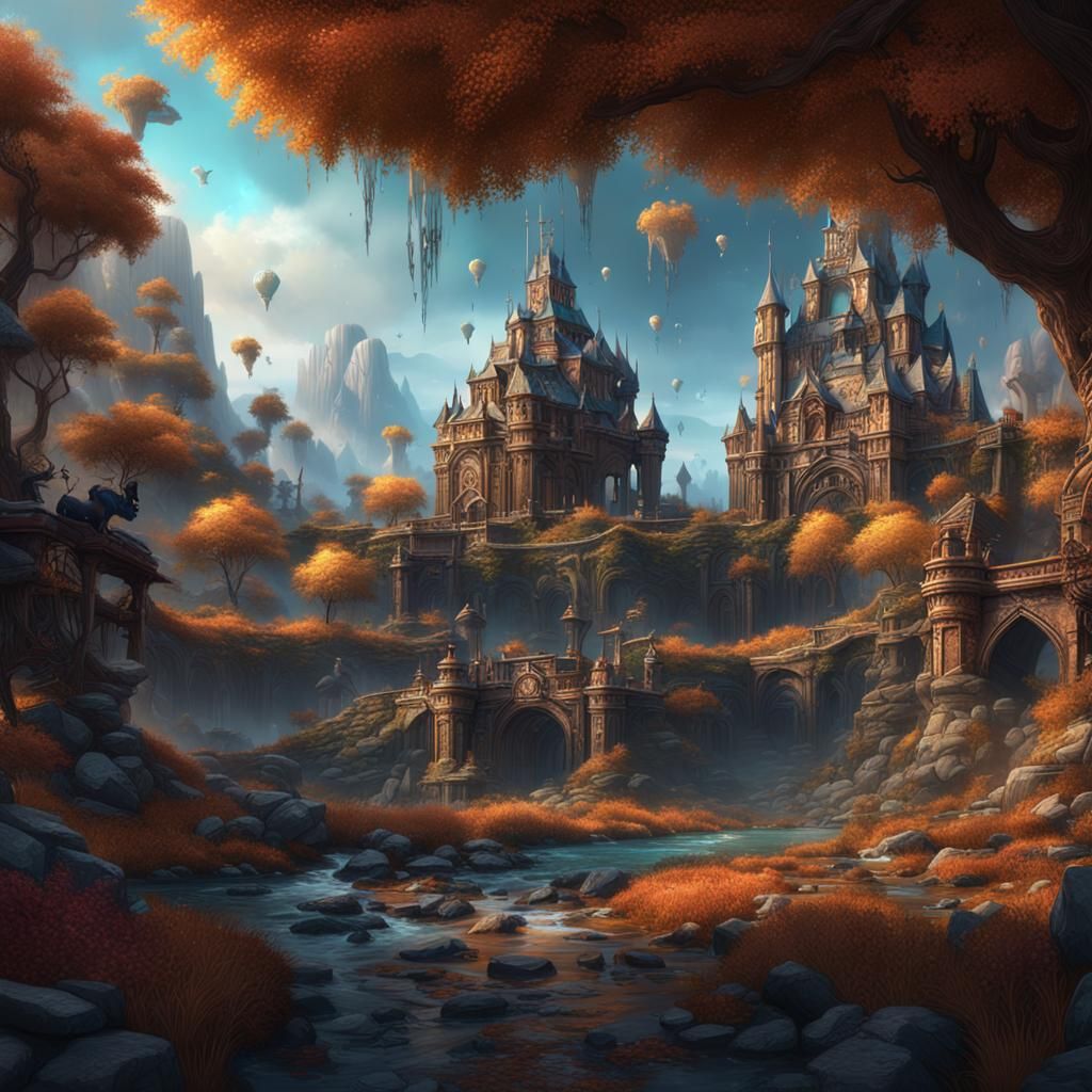 Fantastical Detailed Matte Painting in Deep Color