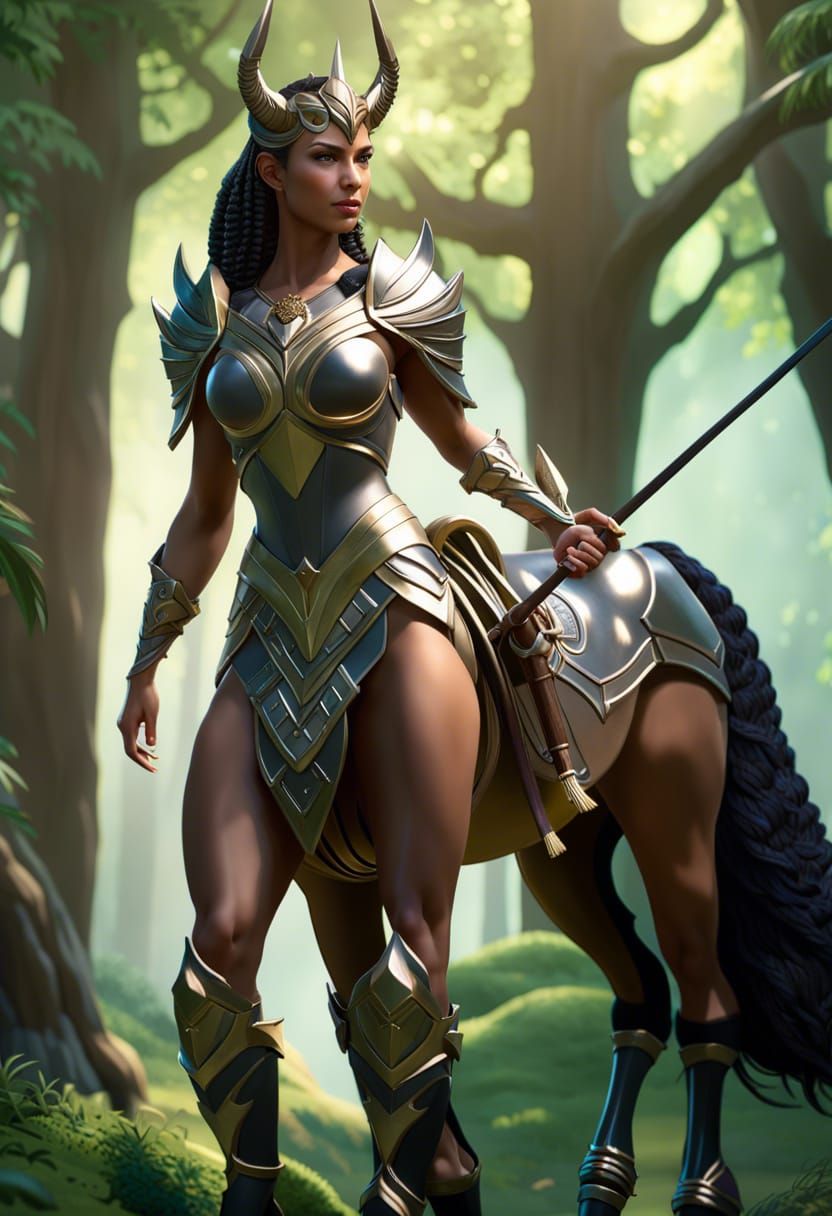 Alluring Female Centaur Warrior in Hyperrealistic Detail