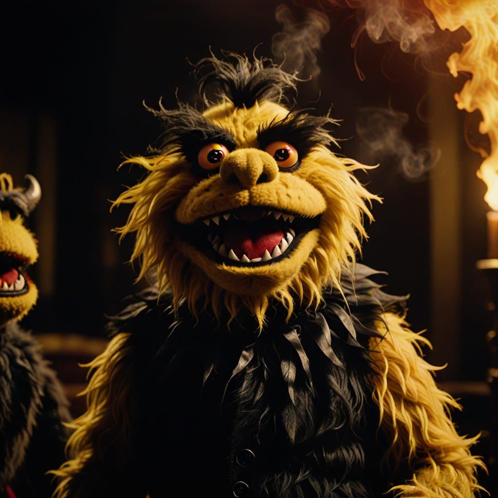 Demonic Muppet Monster Unleashes Fury in Film Noir Style