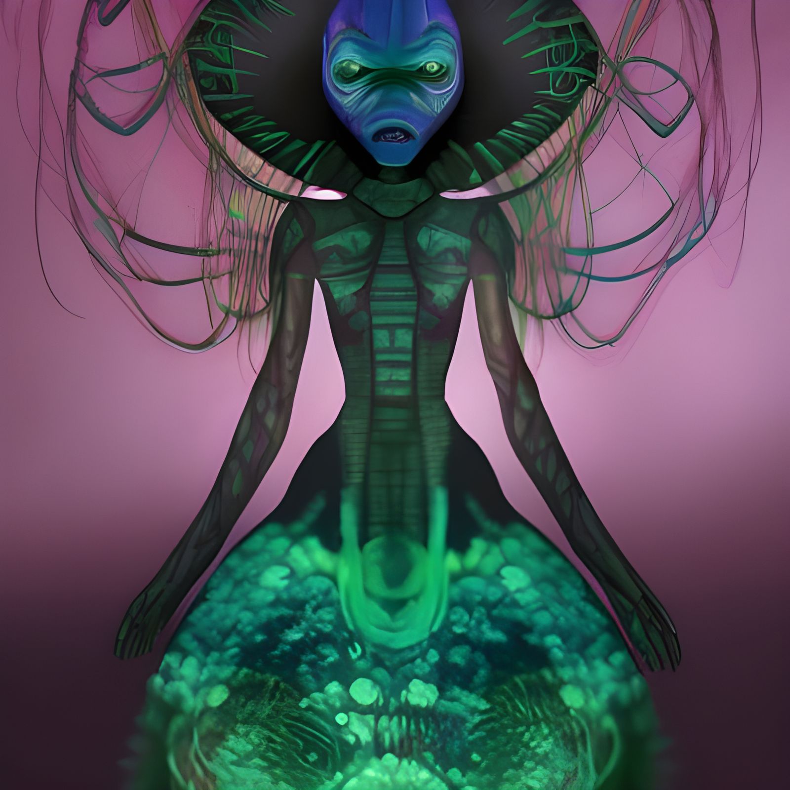 Bioluminescent Alien in Haute Couture Gown