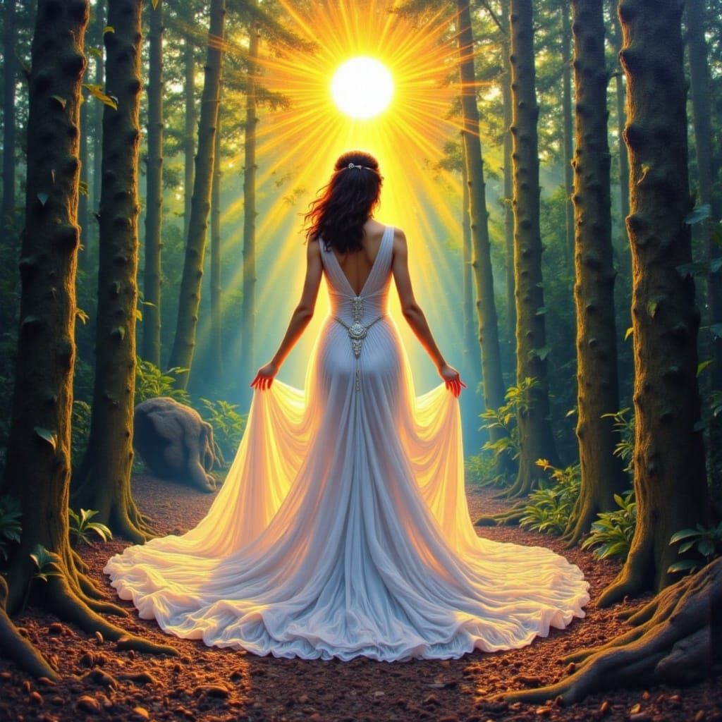 Mystical Forest Woman in Surrealist Style