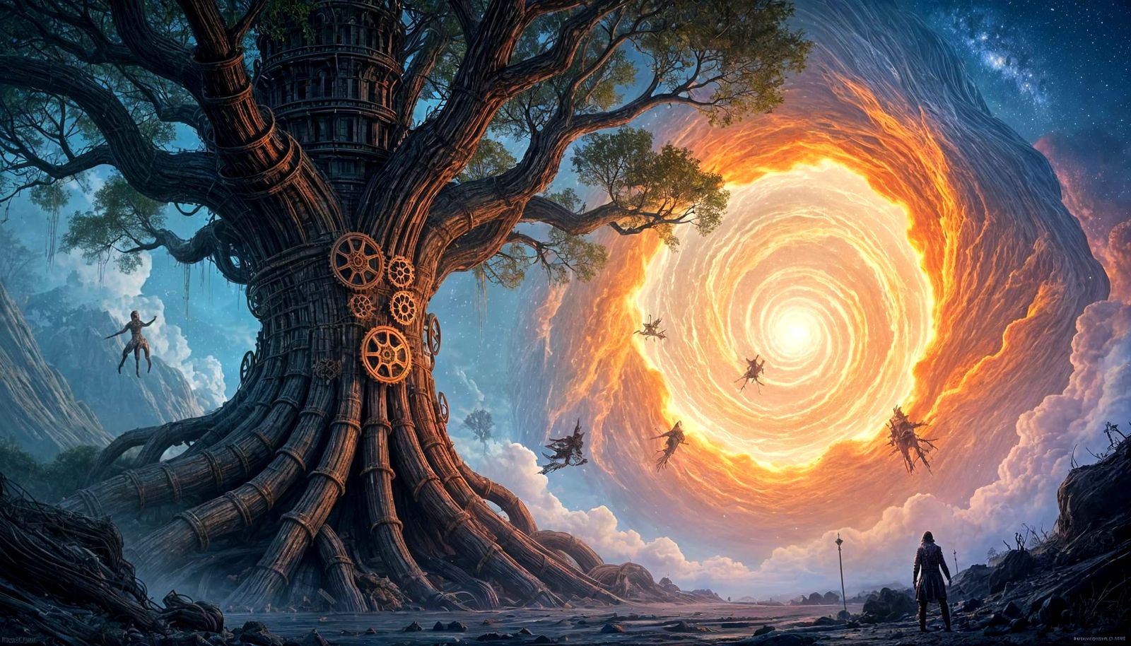 Ancient Mechanical Tree at Cosmic Vortex Edge