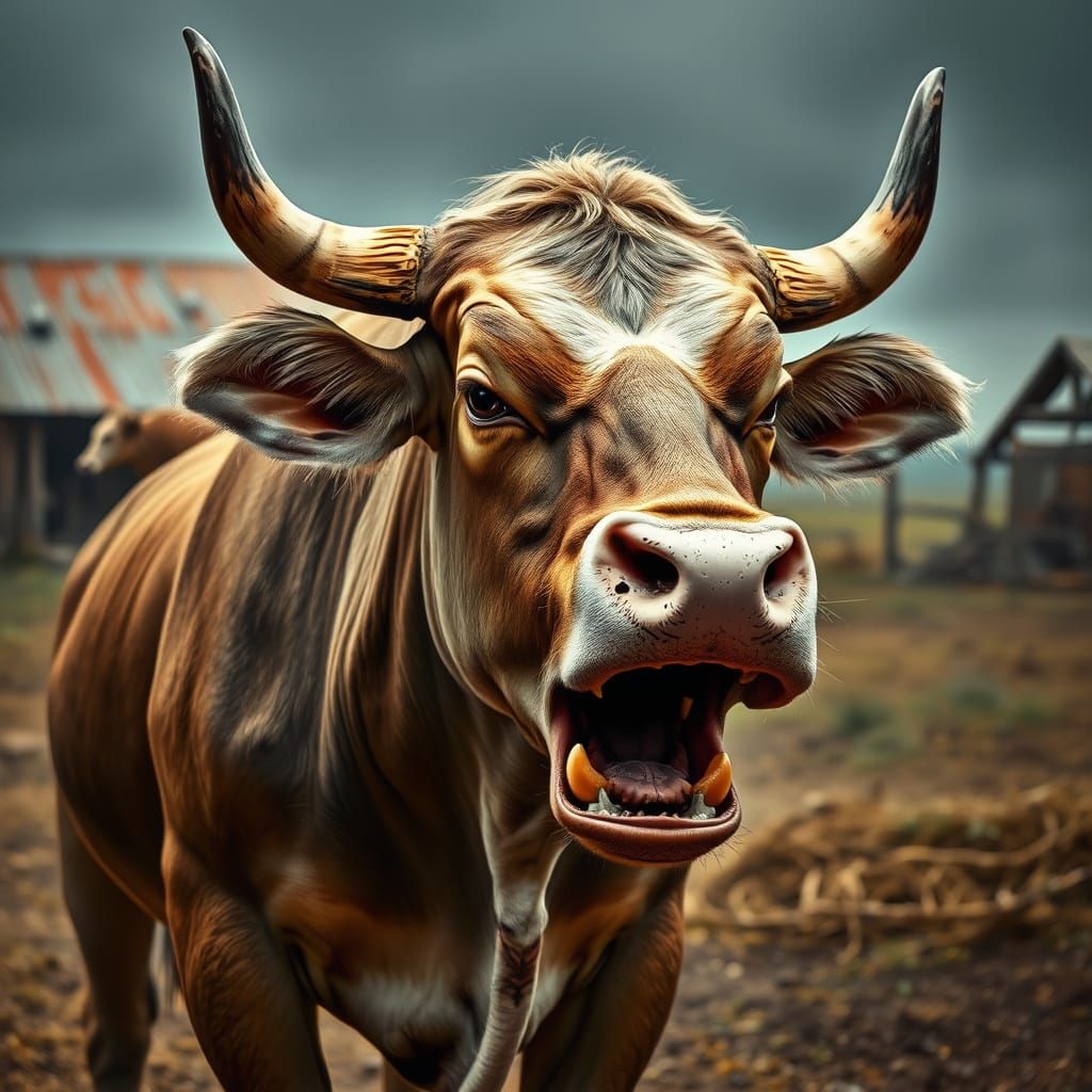 Hyperrealistic Portrait of a Fierce Farm Animal