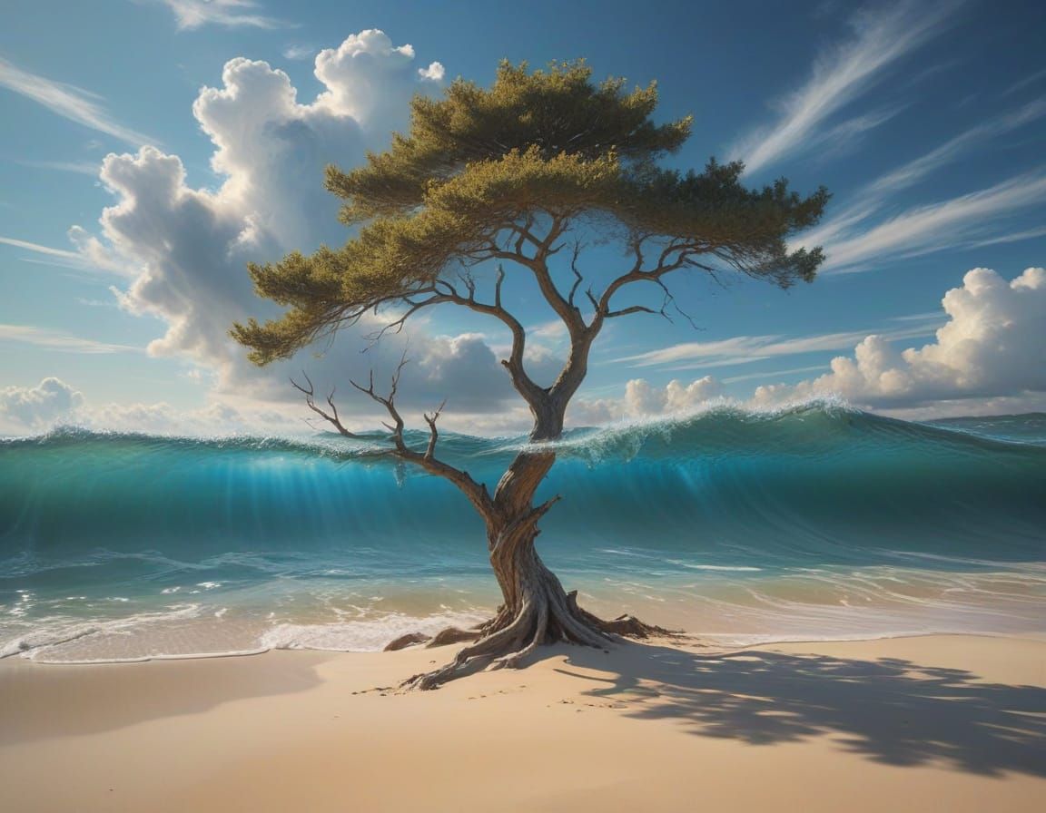 Ethereal Desert Island Scene in Soft Focus