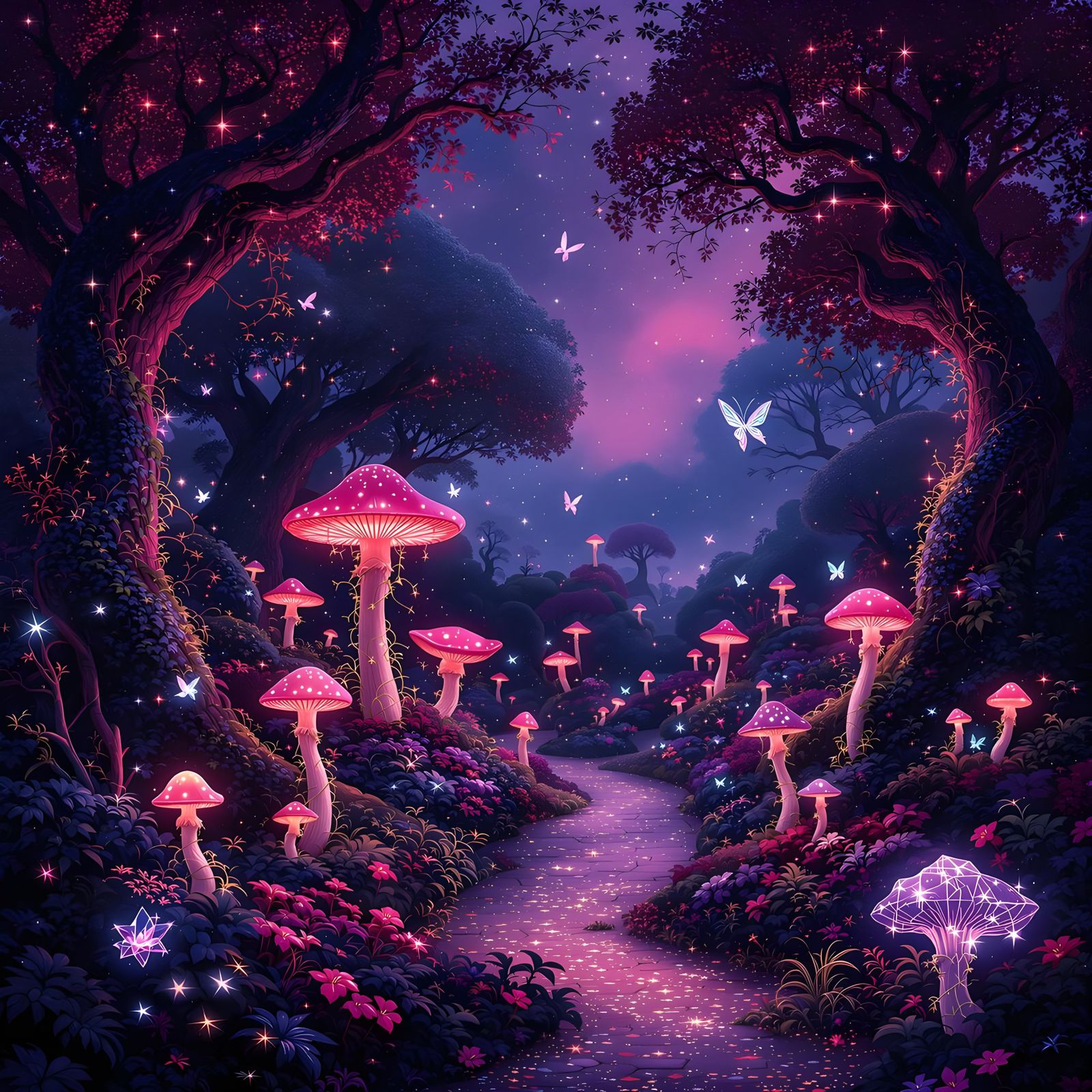 Enchanted Bioluminescent Garden at Twilight